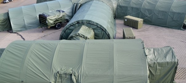 Soldiers from the U.S. Army’s 7th Mission Support Command (MSC) at Panzer Kaserne in Germany are replacing their DRASH military tents with rapidly