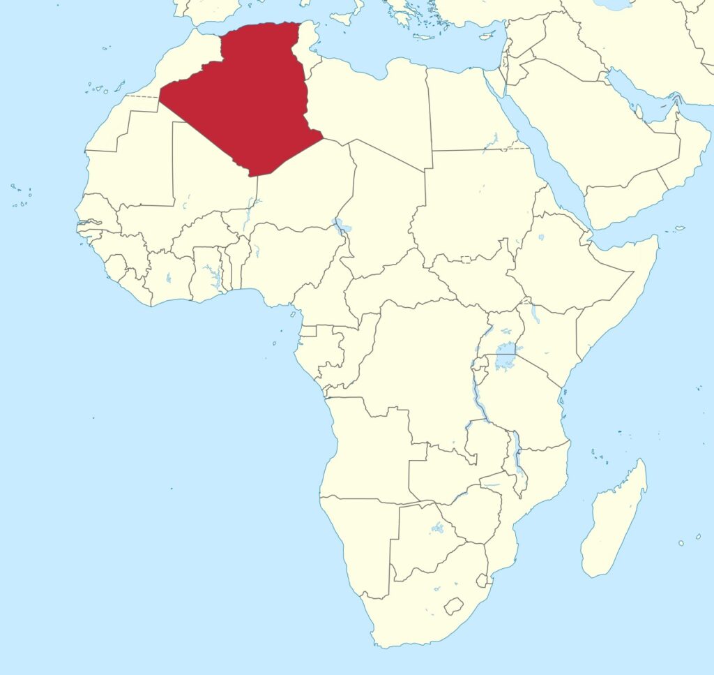 Map of Africa with Algeria highlighted.