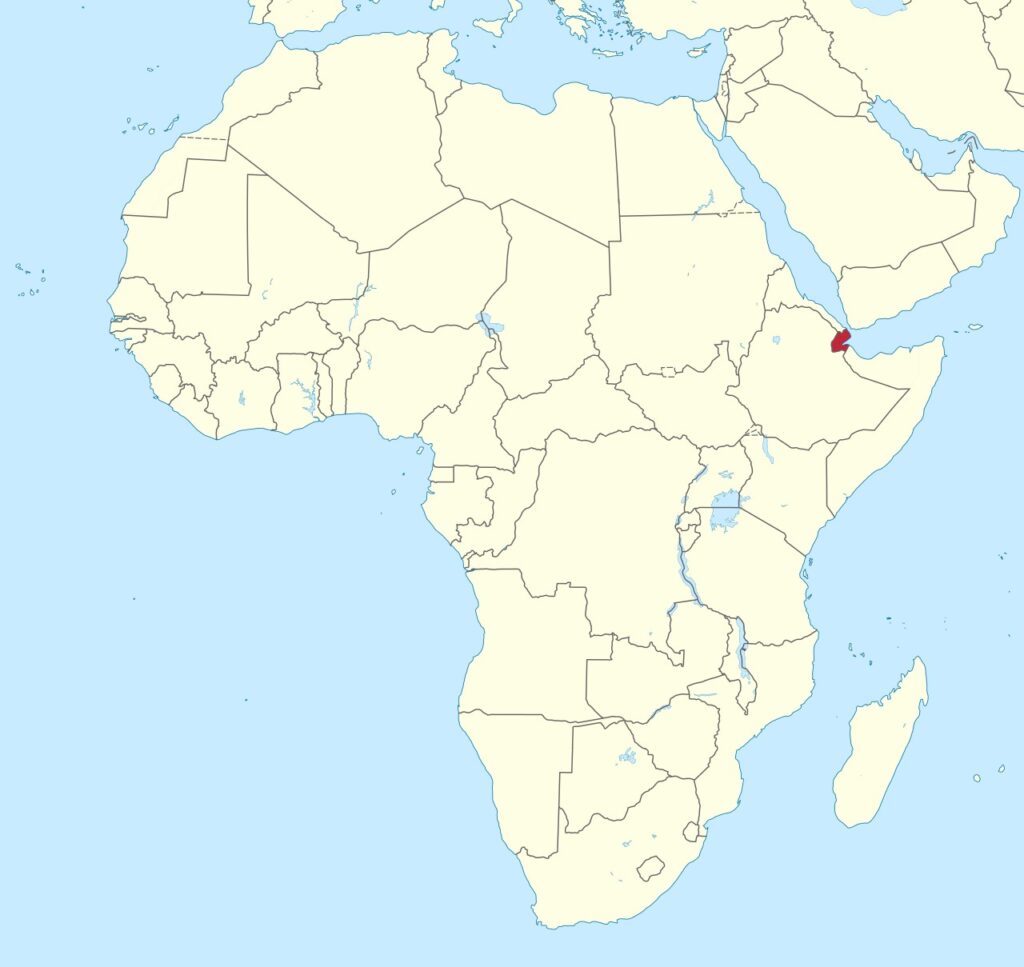 Map of Africa with Djibouti highlighted.