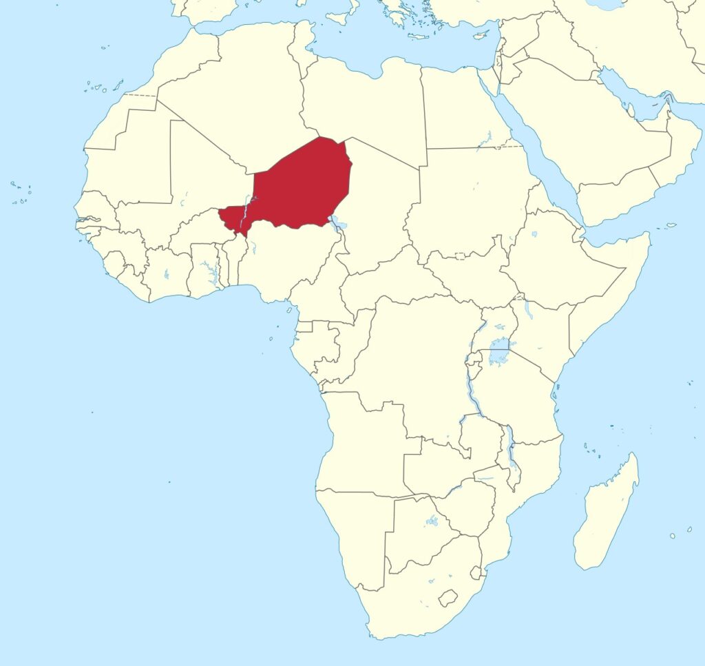 Map of Africa with Niger highlighted.