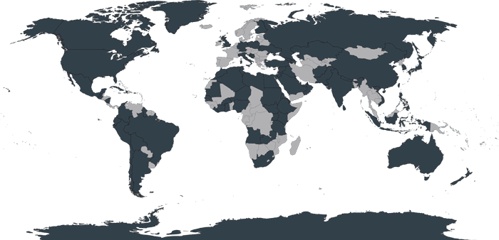 world map of countries with deployed aks fabric structures