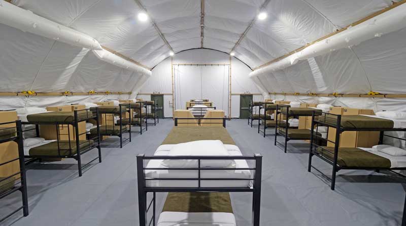 40-x-40 temperature controlled billeting facility from Alaska Defense with 5-ton Aaska ECUs